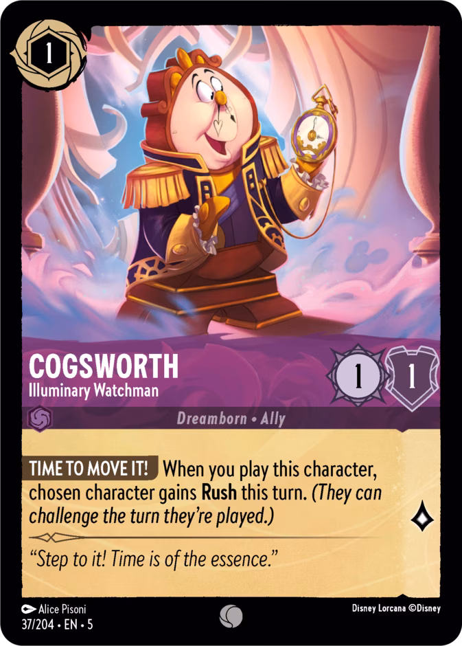 Cogsworth - Illuminary Watchman Lorcana card (37/204, Shimmering Skies)