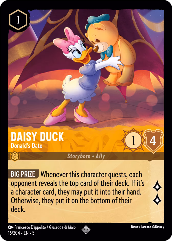 Daisy Duck - Donald's Date Lorcana card (16/204, Shimmering Skies)