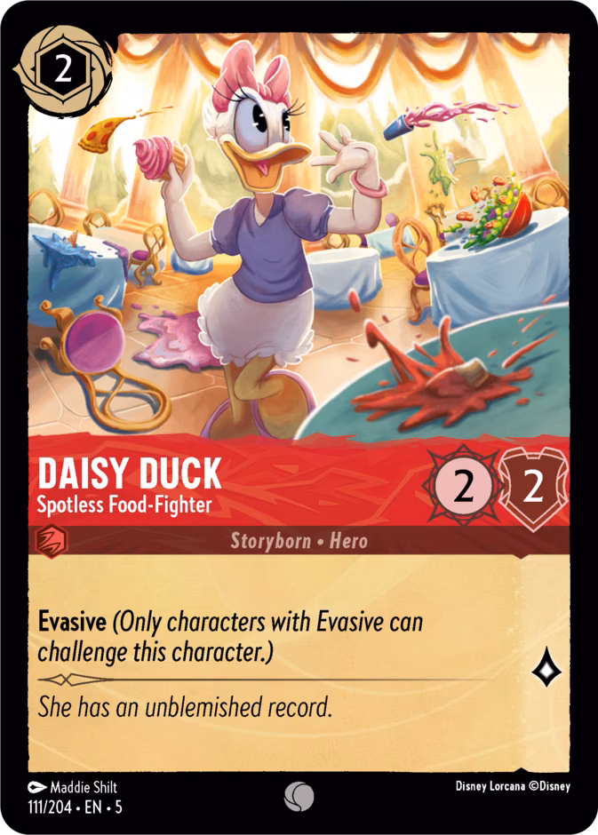 Daisy Duck - Spotless Food-Fighter Lorcana card (111/204, Shimmering Skies)