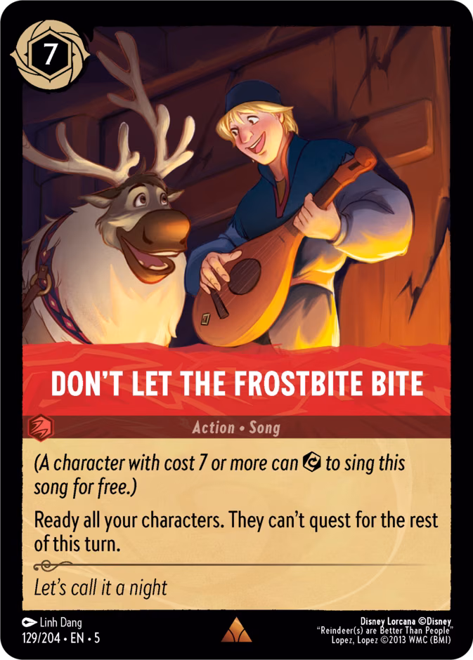 Don't Let the Frostbite Bite Lorcana card (129/204, Shimmering Skies)