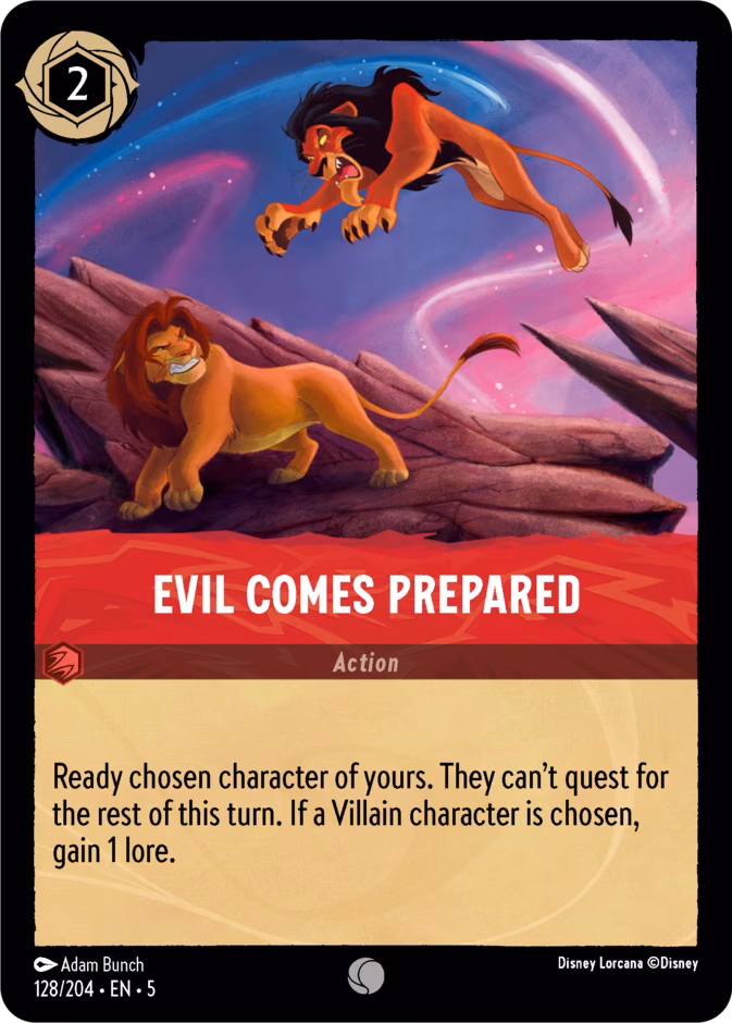Evil Comes Prepared Lorcana card (128/204, Shimmering Skies)