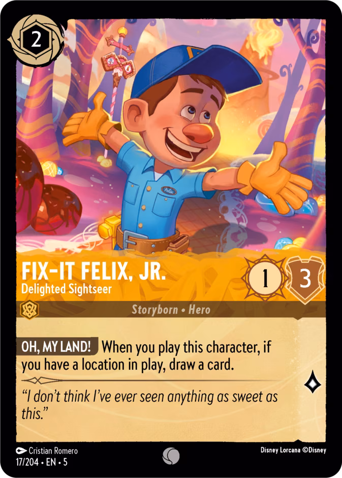 Fix-It Felix, Jr. - Delighted Sightseer Lorcana card (17/204, Shimmering Skies)