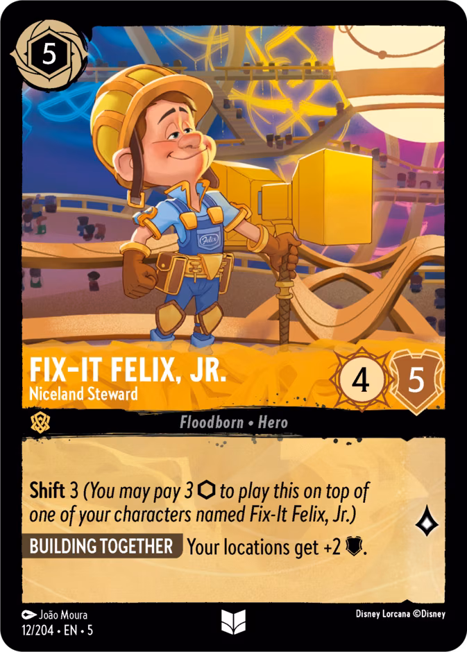 Fix-It Felix, Jr. - Niceland Steward Lorcana card (12/204, Shimmering Skies)