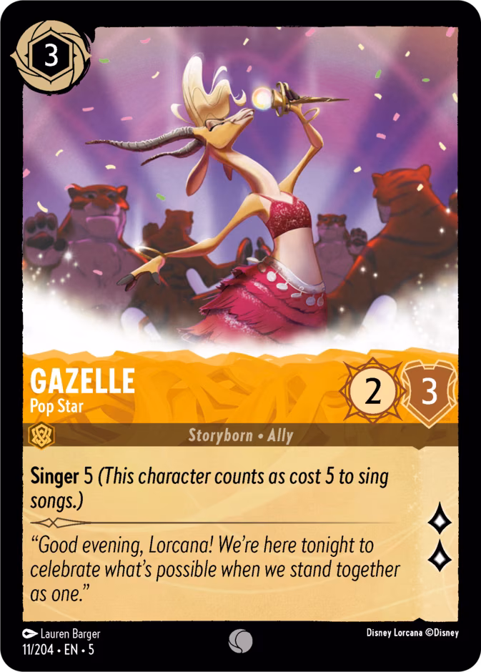 Gazelle - Pop Star Lorcana card (11/204, Shimmering Skies)