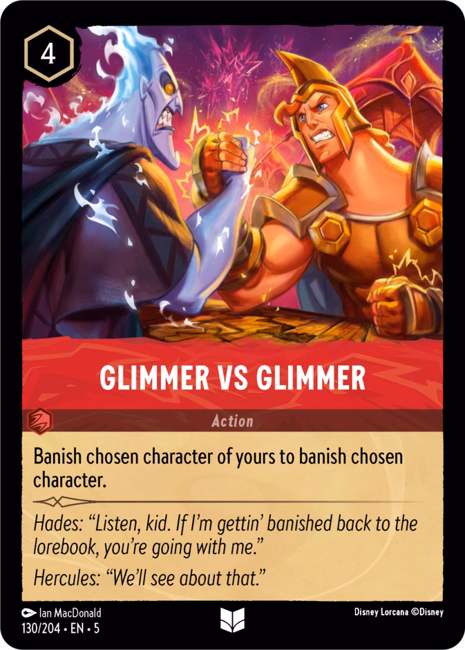 Glimmer vs Glimmer Lorcana card (130/204, Shimmering Skies)
