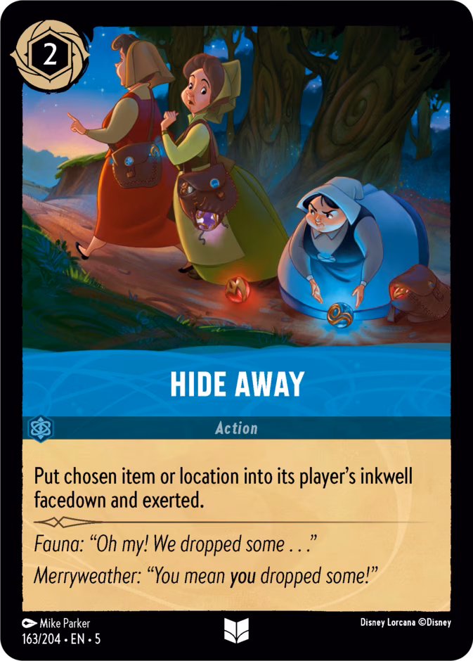 Hide Away Lorcana card (163/204, Shimmering Skies)