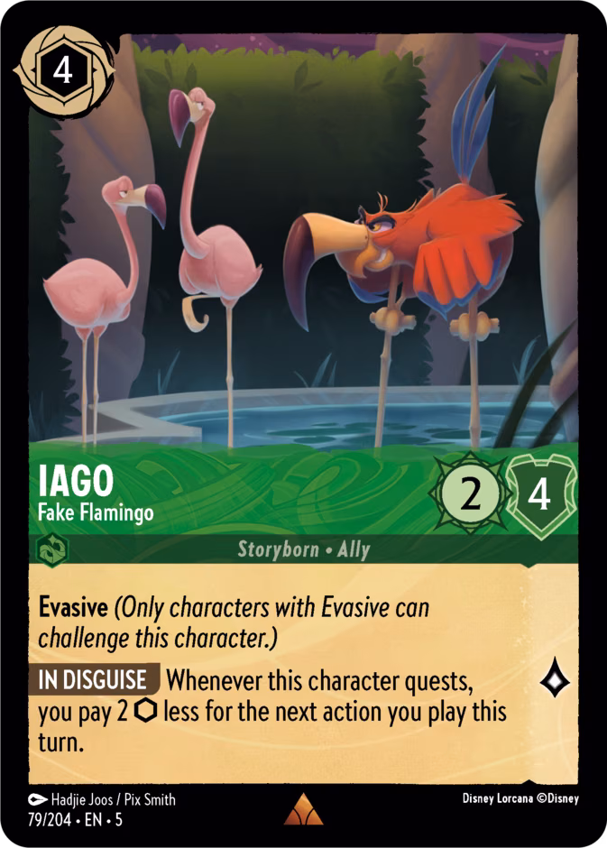 Iago - Fake Flamingo Lorcana card (79/204, Shimmering Skies)