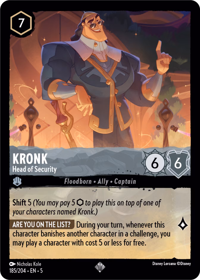 Kronk - Head of Security Lorcana card (185/204, Shimmering Skies)