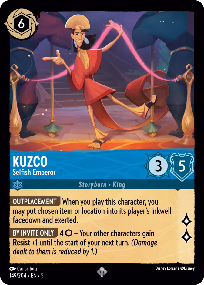 Kuzco - Selfish Emperor Lorcana card (149/204, Shimmering Skies)