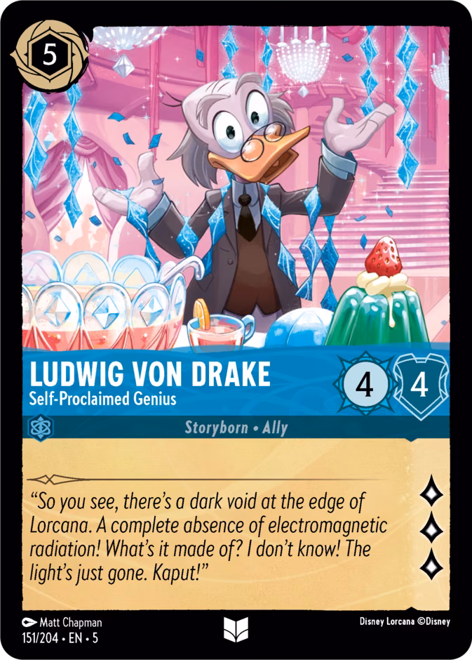 Ludwig von Drake - Self-Proclaimed Genius Lorcana card (151/204, Shimmering Skies)