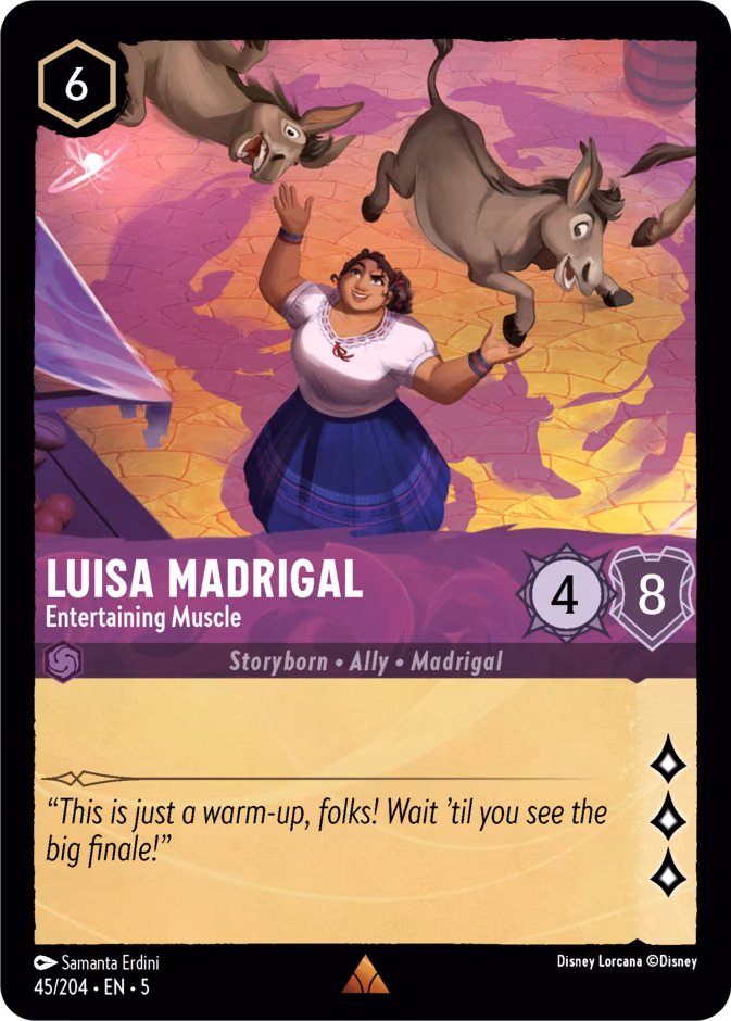 Luisa Madrigal - Entertaining Muscle Lorcana card (45/204, Shimmering Skies)
