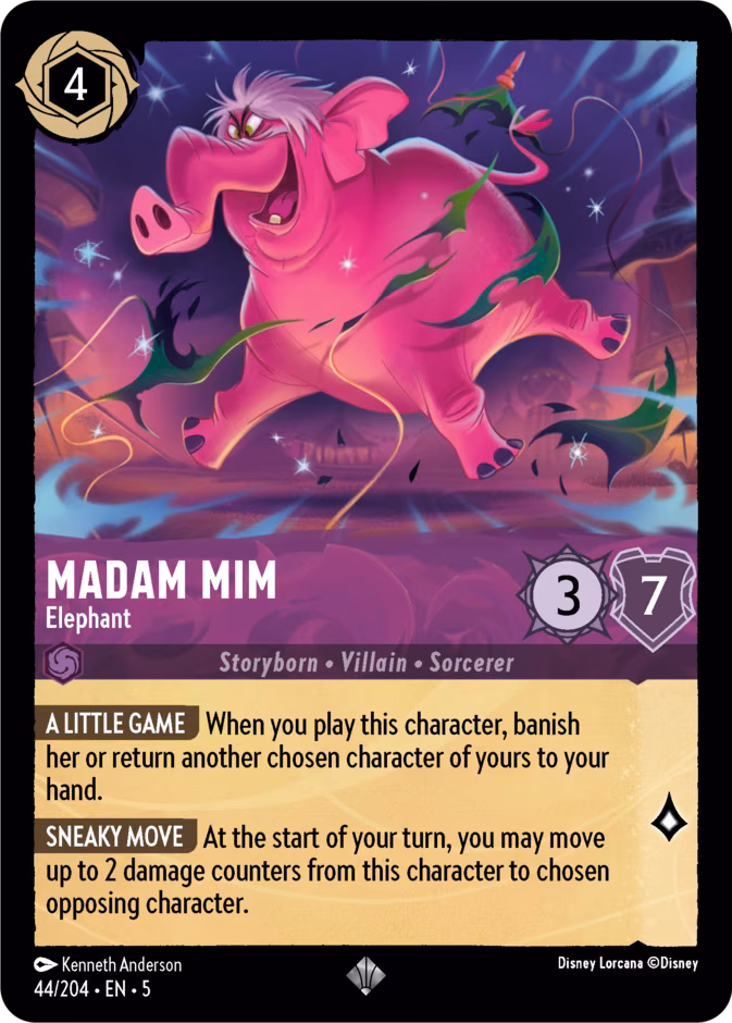 Madam Mim - Elephant Lorcana card (44/204, Shimmering Skies)