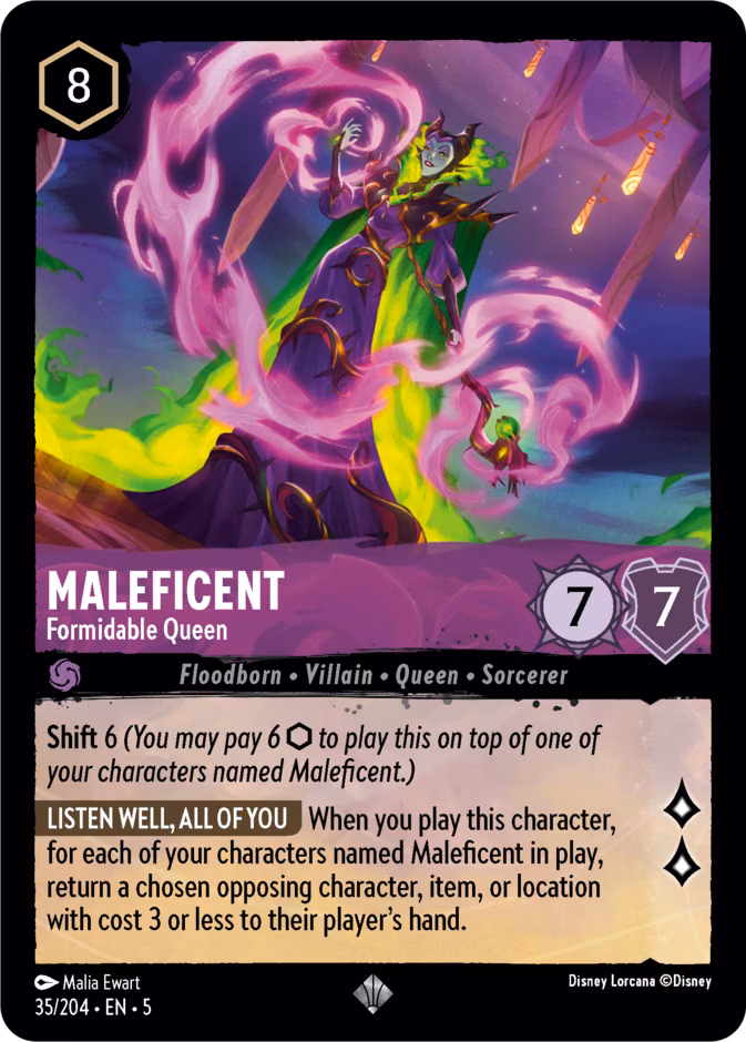 Maleficent - Formidable Queen Lorcana card (35/204, Shimmering Skies)