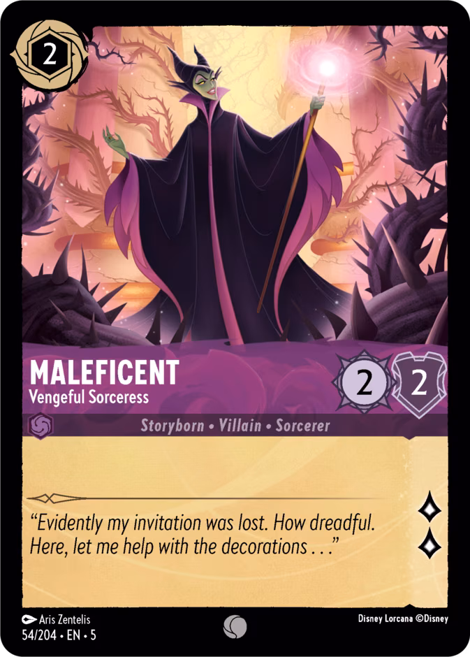 Maleficent - Vengeful Sorceress Lorcana card (54/204, Shimmering Skies)