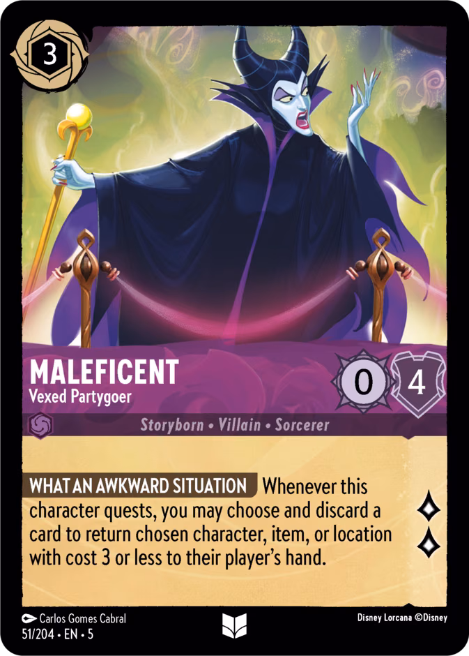 Maleficent - Vexed Partygoer Lorcana card (51/204, Shimmering Skies)