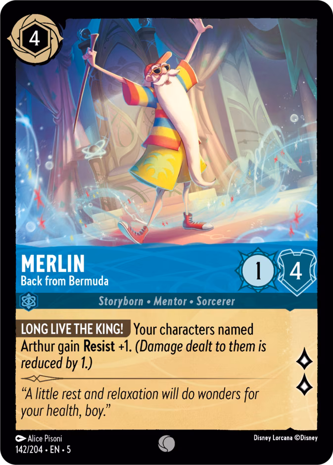 Merlin - Back from Bermuda Lorcana card (142/204, Shimmering Skies)