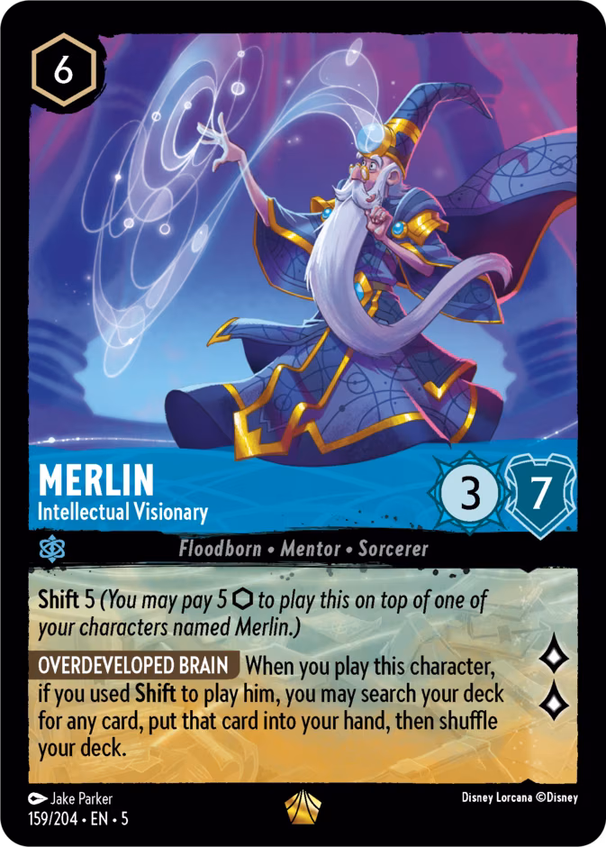Merlin - Intellectual Visionary Lorcana card (159/204, Shimmering Skies)
