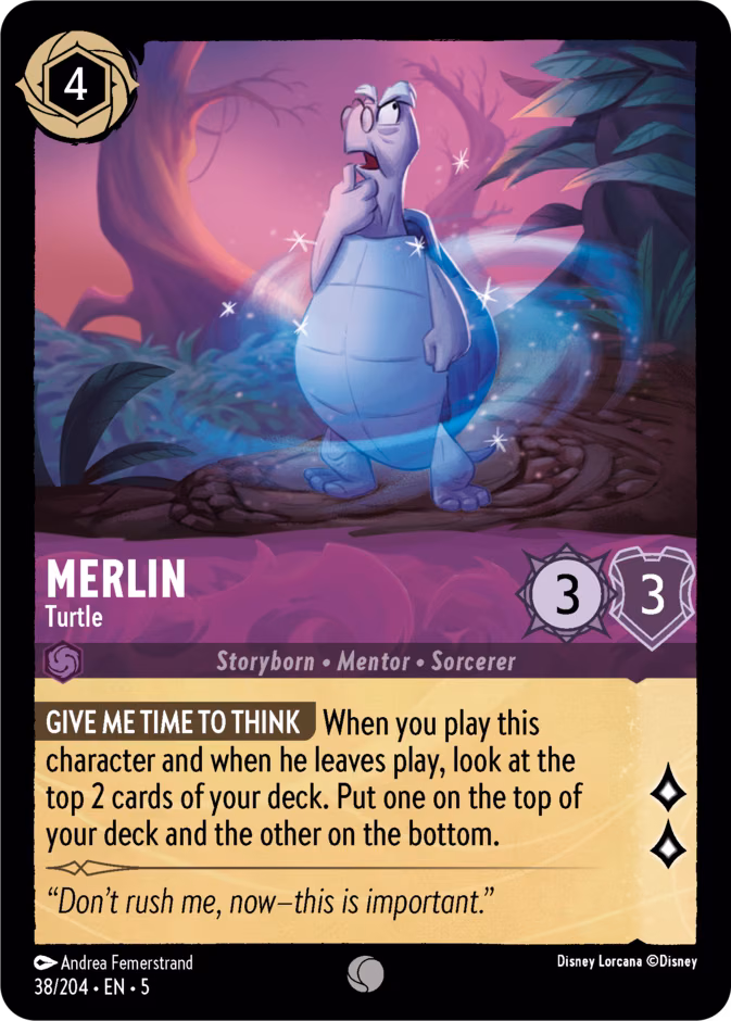 Merlin - Turtle Lorcana card (38/204, Shimmering Skies)