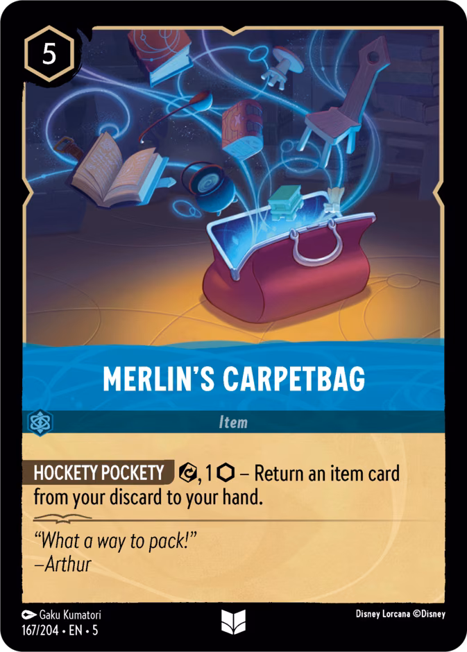 Merlin's Carpetbag Lorcana card (167/204, Shimmering Skies)