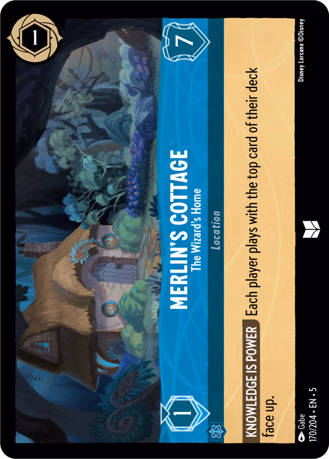 Merlin's Cottage - The Wizard's Home Lorcana card (170/204, Shimmering Skies)
