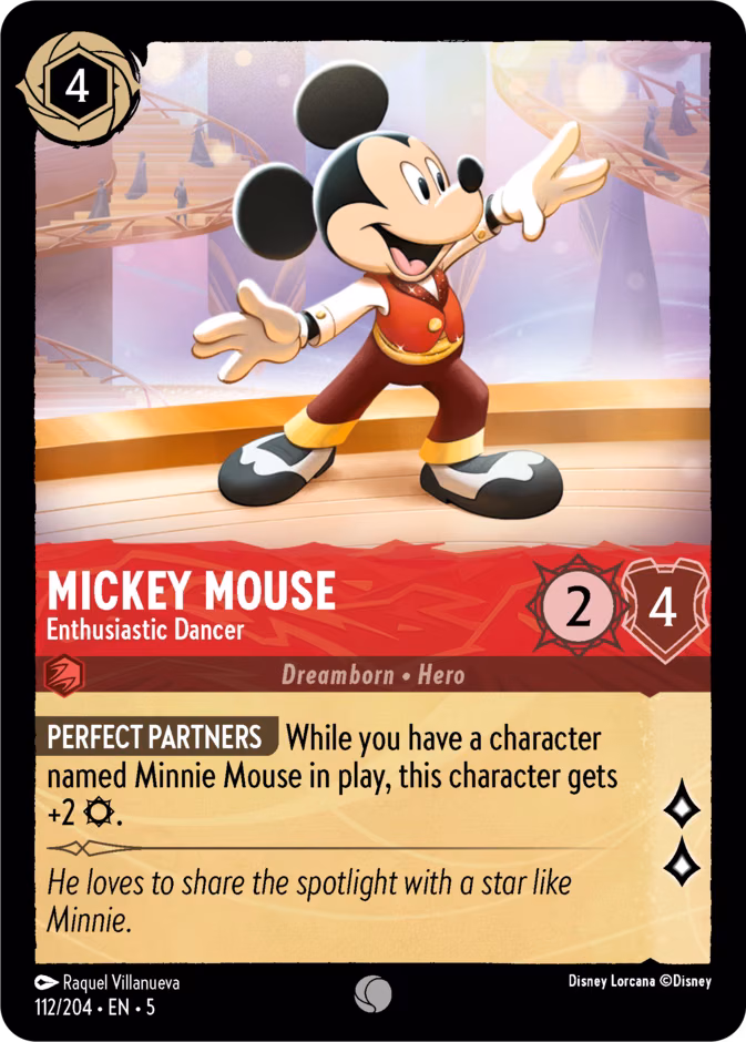 Mickey Mouse - Enthusiastic Dancer Lorcana card (112/204, Shimmering Skies)
