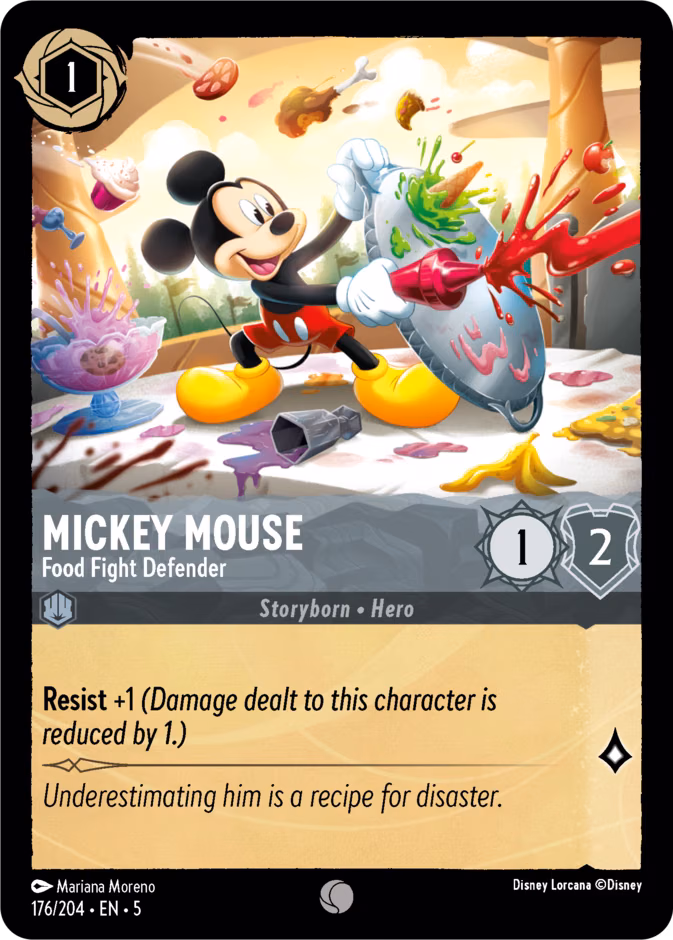 Mickey Mouse - Food Fight Defender Lorcana card (176/204, Shimmering Skies)