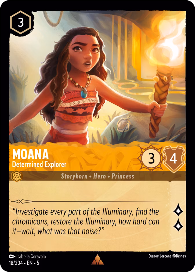 Moana - Determined Explorer Lorcana card (18/204, Shimmering Skies)