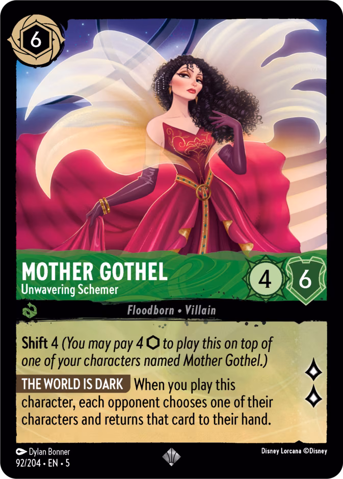 Mother Gothel - Unwavering Schemer Lorcana card (92/204, Shimmering Skies)