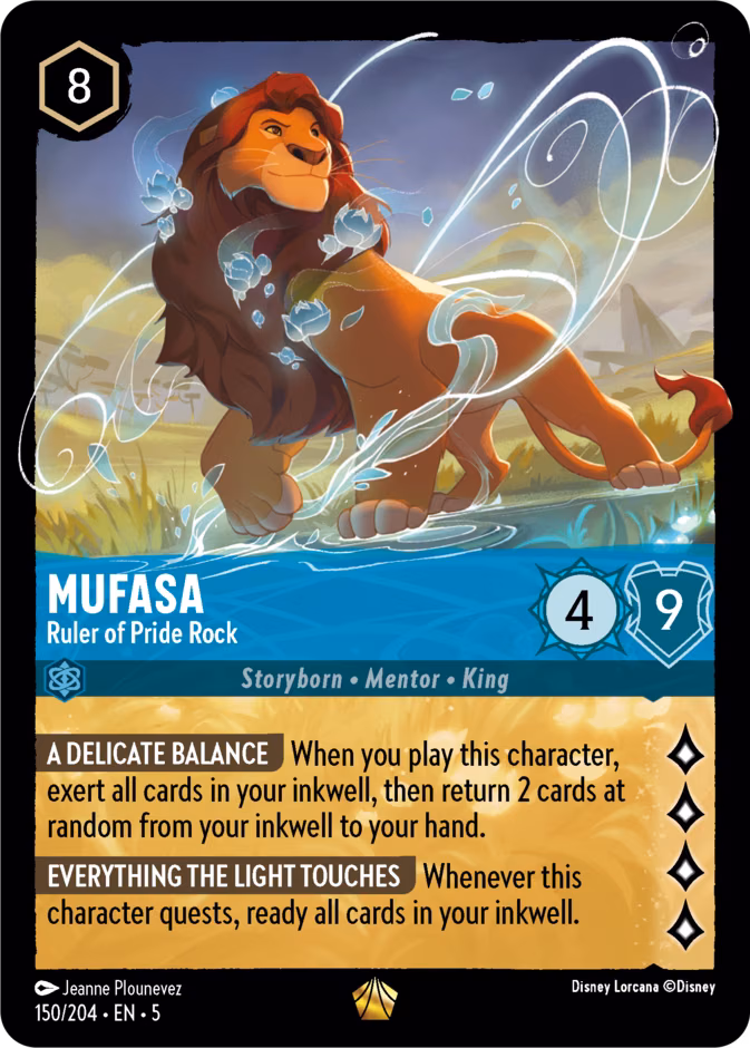 Mufasa - Ruler of Pride Rock Lorcana card (150/204, Shimmering Skies)