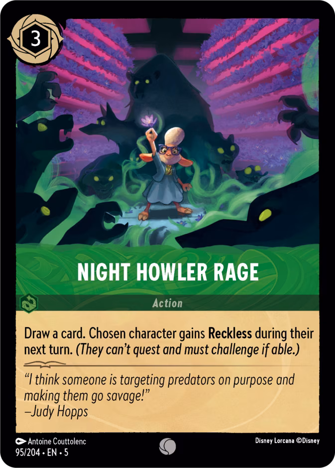 Night Howler Rage Lorcana card (95/204, Shimmering Skies)