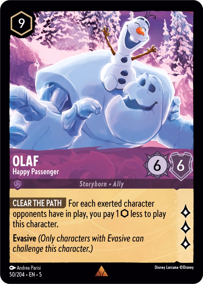 Olaf - Happy Passenger Lorcana card (50/204, Shimmering Skies)