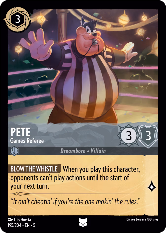 Pete - Games Referee Lorcana card (195/204, Shimmering Skies)