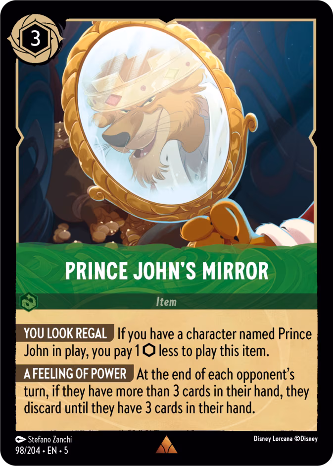 Prince John's Mirror Lorcana card (98/204, Shimmering Skies)