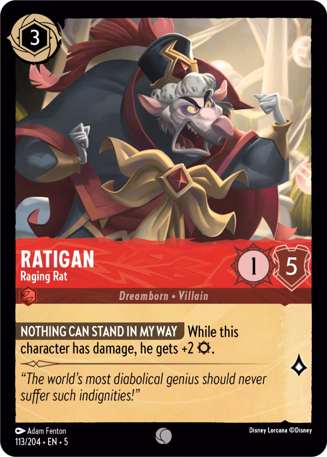 Ratigan - Raging Rat Lorcana card (113/204, Shimmering Skies)