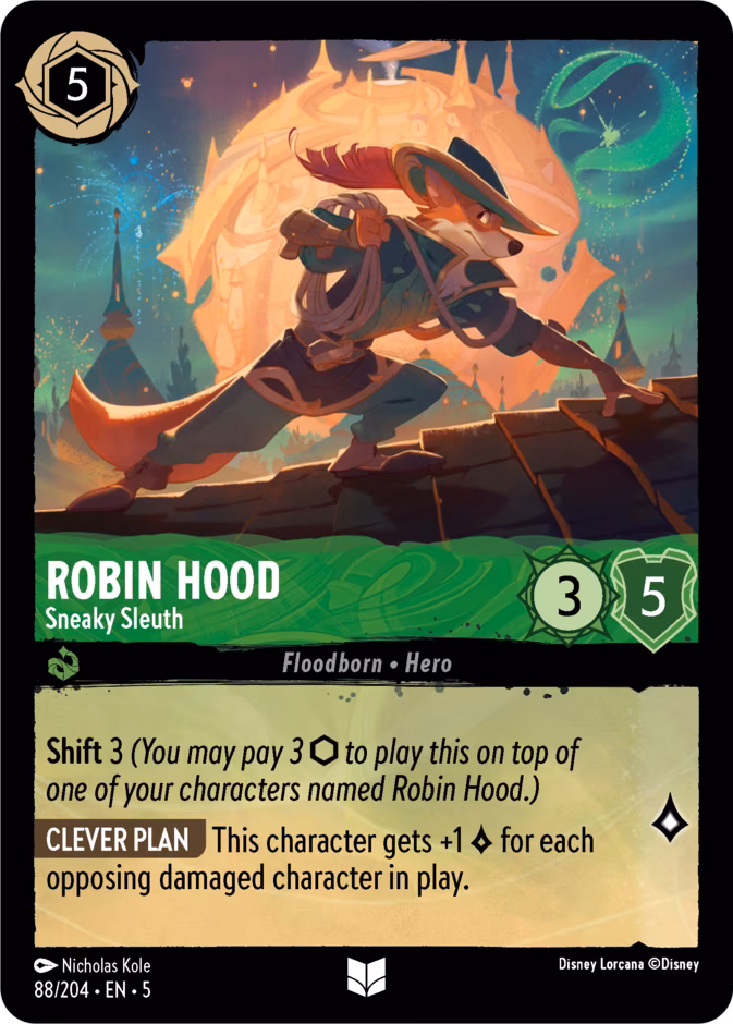 Robin Hood - Sneaky Sleuth Lorcana card (88/204, Shimmering Skies)