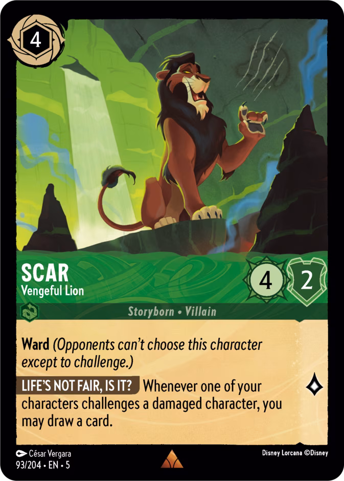 Scar - Vengeful Lion Lorcana card (93/204, Shimmering Skies)