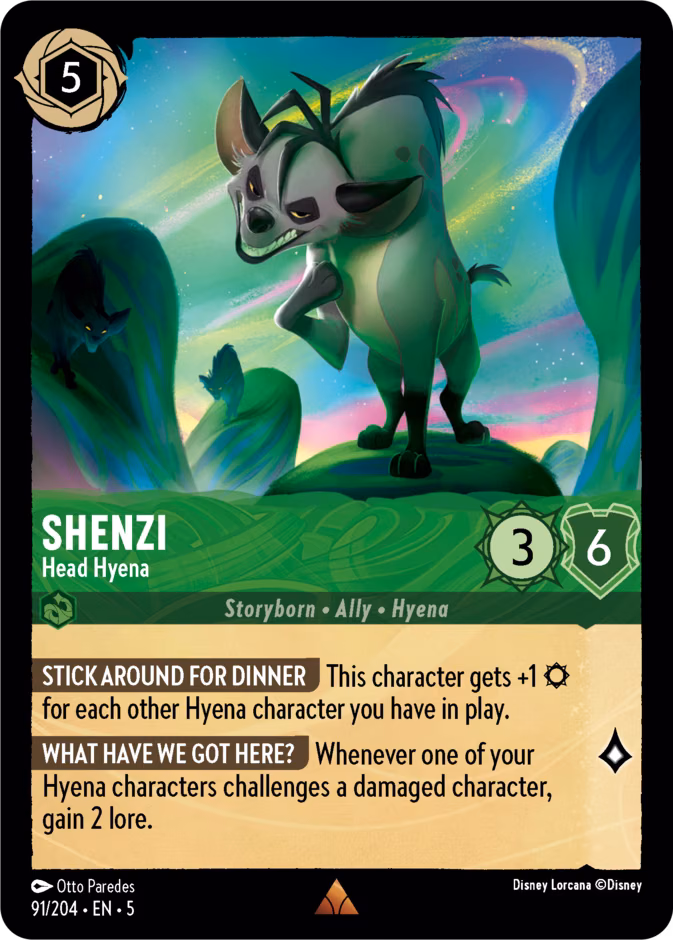 Shenzi - Head Hyena Lorcana card (91/204, Shimmering Skies)