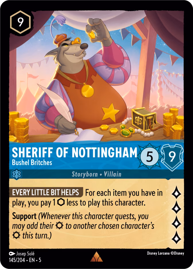 Sheriff of Nottingham - Bushel Britches Lorcana card (145/204, Shimmering Skies)