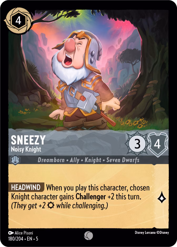 Sneezy - Noisy Knight Lorcana card (180/204, Shimmering Skies)