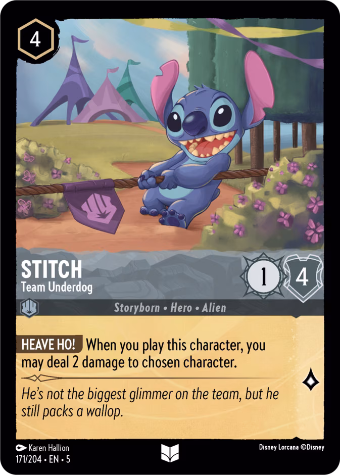 Stitch - Team Underdog Lorcana card (171/204, Shimmering Skies)