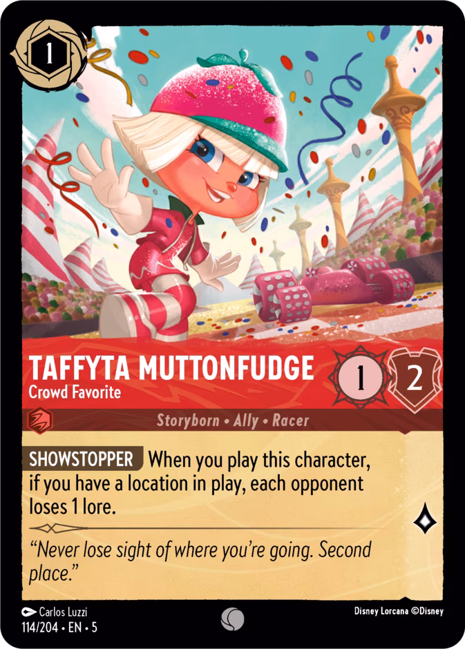 Taffyta Muttonfudge - Crowd Favorite Lorcana card (114/204, Shimmering Skies)