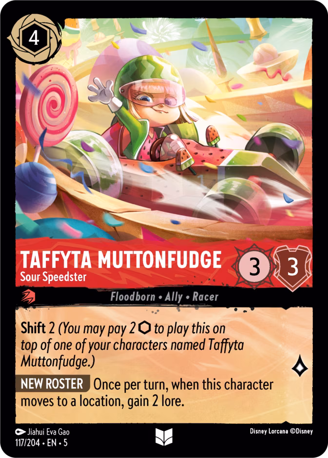 Taffyta Muttonfudge - Sour Speedster Lorcana card (117/204, Shimmering Skies)