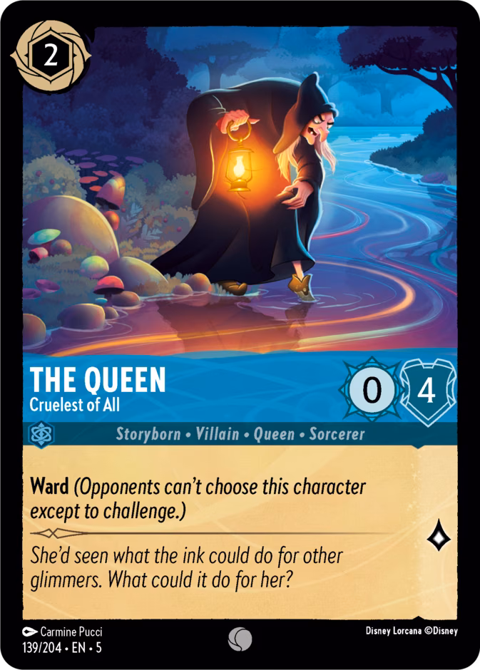 The Queen - Cruelest of All Lorcana card (139/204, Shimmering Skies)
