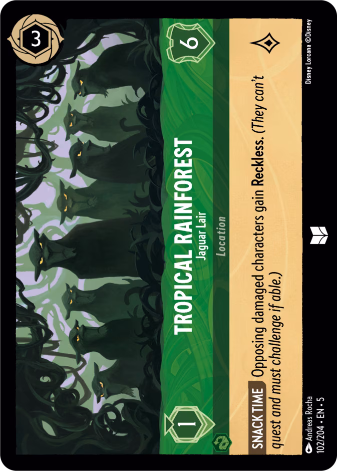 Tropical Rainforest - Jaguar Lair Lorcana card (102/204, Shimmering Skies)