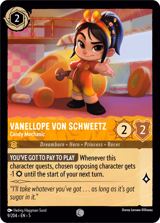 Vanellope von Schweetz - Candy Mechanic Lorcana card (9/204, Shimmering Skies)