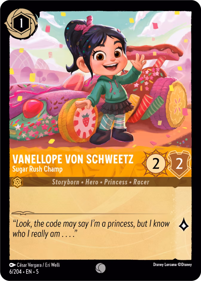 Vanellope von Schweetz - Sugar Rush Champ Lorcana card (6/204, Shimmering Skies)