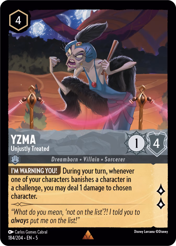 Yzma - Unjustly Treated Lorcana card (184/204, Shimmering Skies)
