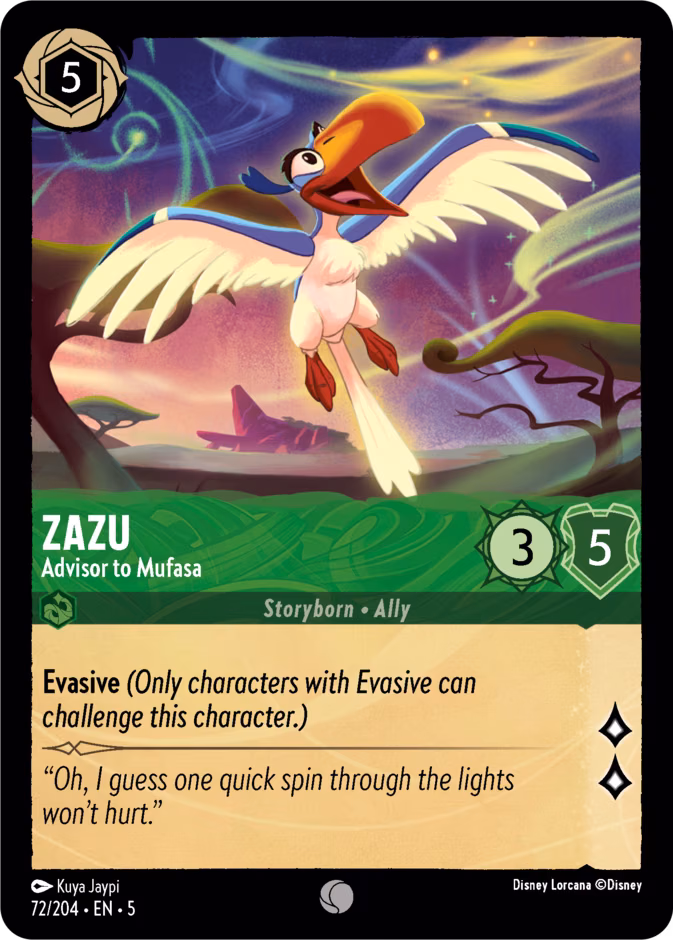 Zazu - Advisor to Mufasa Lorcana card (72/204, Shimmering Skies)
