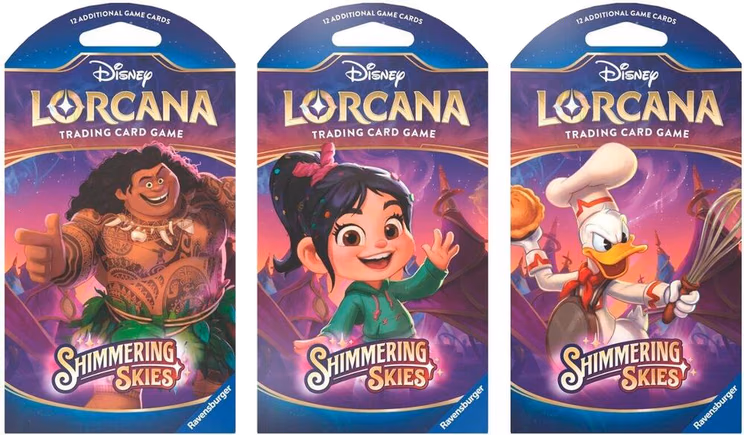 Disney Lorcana Shimmering Skies Sleeved Booster Pack Art Bundle [Set of 3]