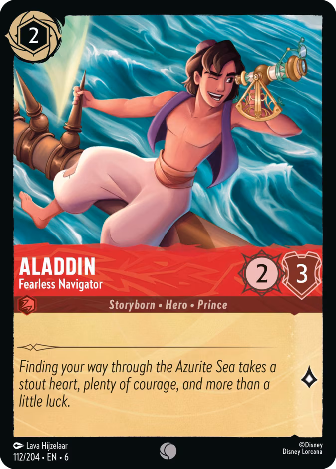 Aladdin - Fearless Navigator Lorcana card (112/204, Azurite Sea)